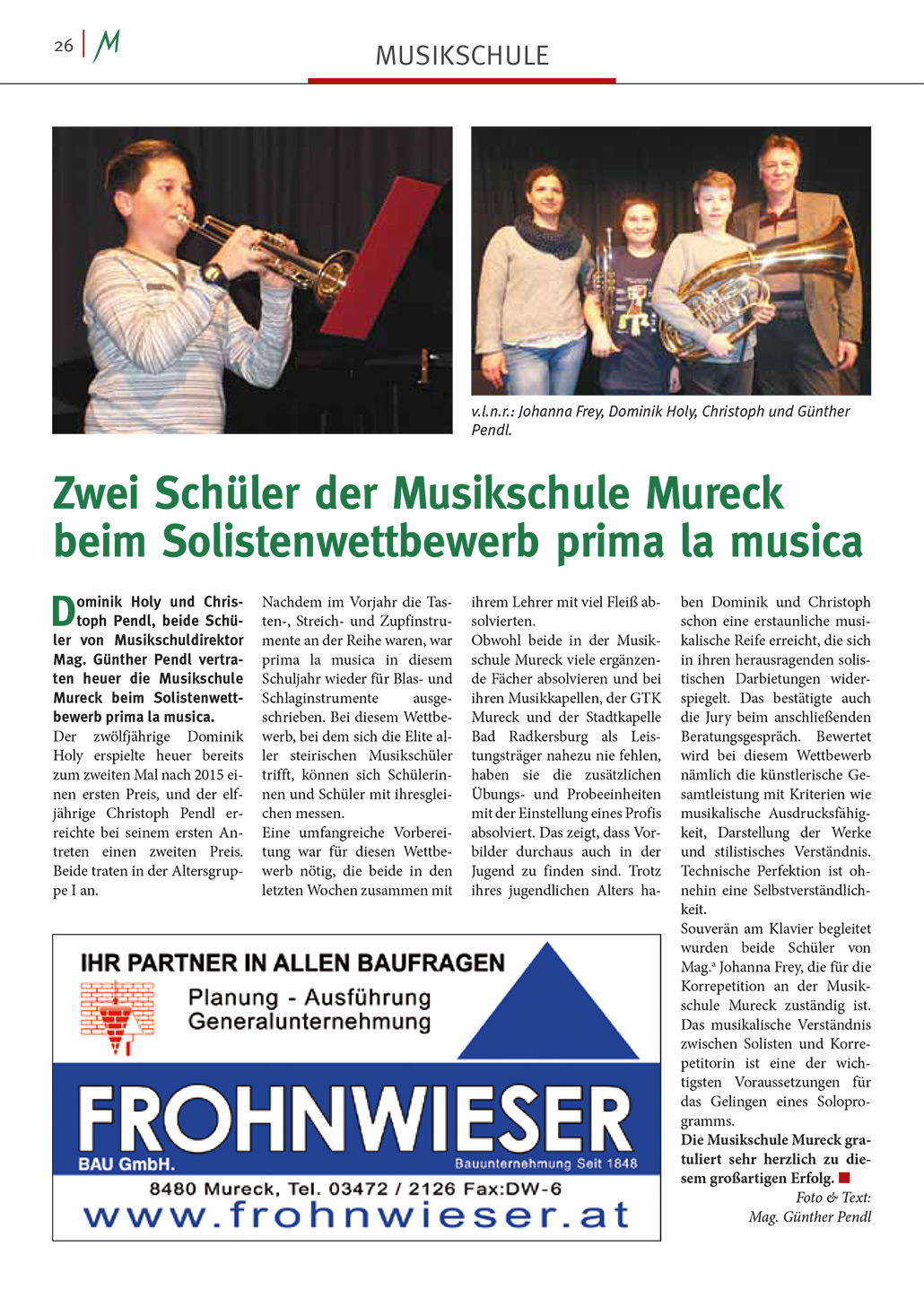 Murecker Stadtzeitung Prima la Musica